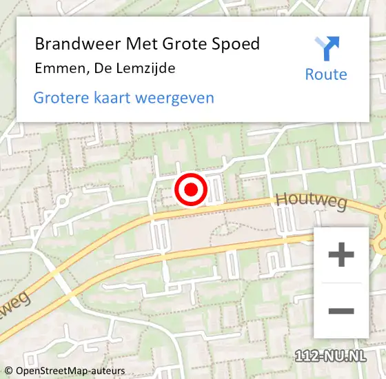 Locatie op kaart van de 112 melding: Brandweer Met Grote Spoed Naar Emmen, De Lemzijde op 14 oktober 2021 01:25