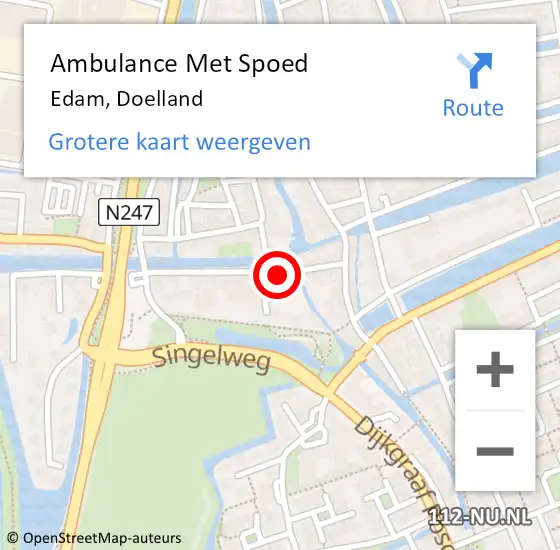 Locatie op kaart van de 112 melding: Ambulance Met Spoed Naar Edam, Doelland op 14 oktober 2021 01:27