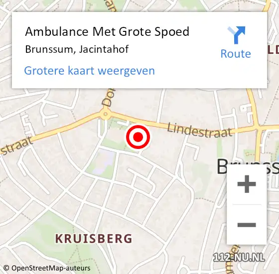 Locatie op kaart van de 112 melding: Ambulance Met Grote Spoed Naar Brunssum, Jacintahof op 26 juni 2014 00:32