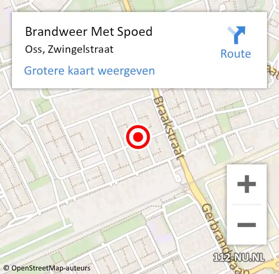 Locatie op kaart van de 112 melding: Brandweer Met Spoed Naar Oss, Zwingelstraat op 14 oktober 2021 06:09