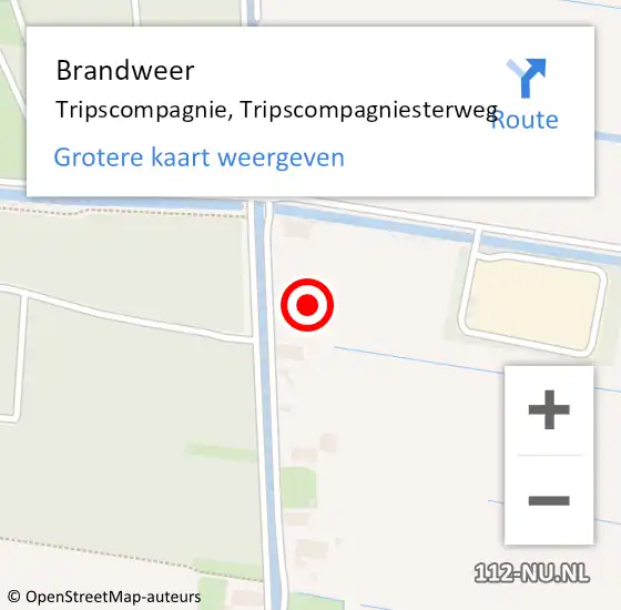 Locatie op kaart van de 112 melding: Brandweer Tripscompagnie, Tripscompagniesterweg op 14 oktober 2021 07:45