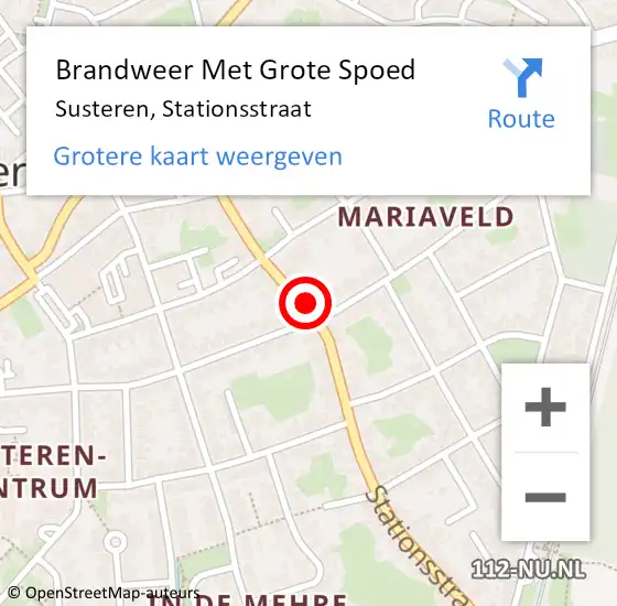 Locatie op kaart van de 112 melding: Brandweer Met Grote Spoed Naar Susteren, Stationsstraat op 14 oktober 2021 08:09