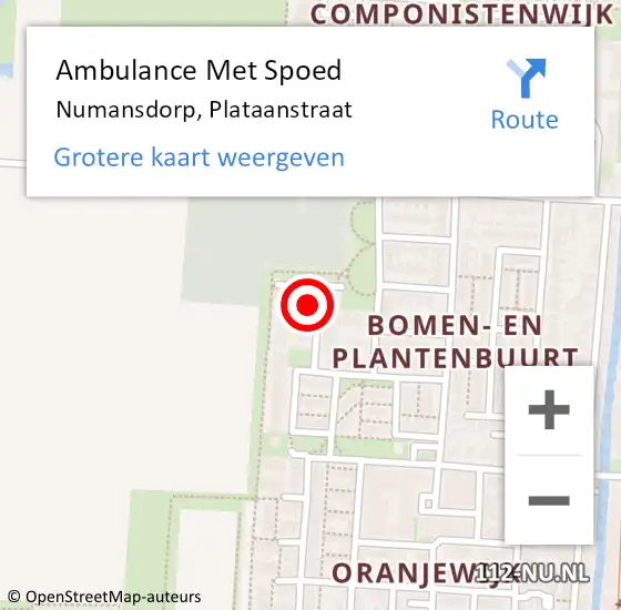 Locatie op kaart van de 112 melding: Ambulance Met Spoed Naar Numansdorp, Plataanstraat op 14 oktober 2021 08:10