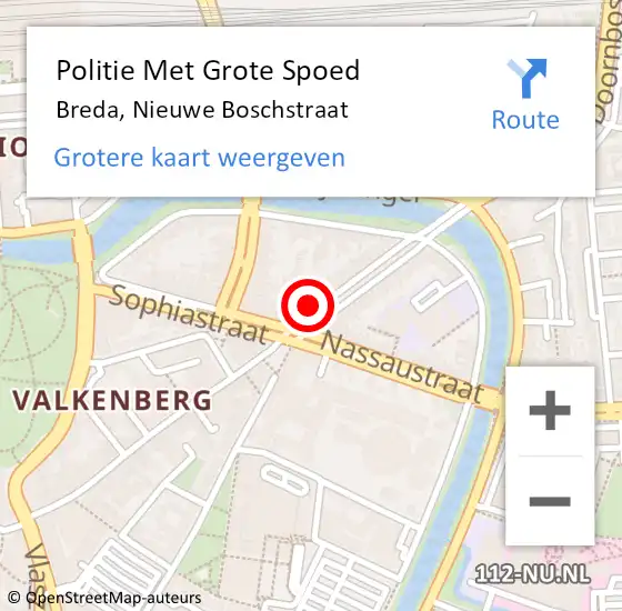 Locatie op kaart van de 112 melding: Politie Met Grote Spoed Naar Breda, Nieuwe Boschstraat op 14 oktober 2021 08:12