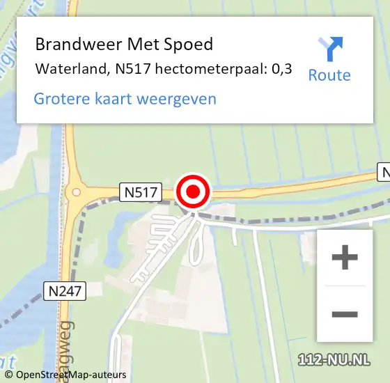 Locatie op kaart van de 112 melding: Brandweer Met Spoed Naar Waterland, N517 hectometerpaal: 0,3 op 14 oktober 2021 08:12