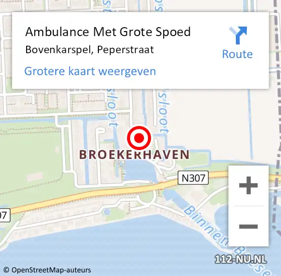 Locatie op kaart van de 112 melding: Ambulance Met Grote Spoed Naar Bovenkarspel, Peperstraat op 14 oktober 2021 08:25