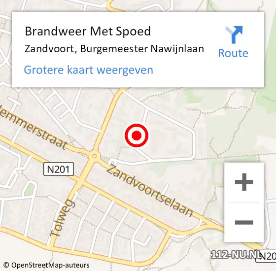 Locatie op kaart van de 112 melding: Brandweer Met Spoed Naar Zandvoort, Burgemeester Nawijnlaan op 14 oktober 2021 08:26