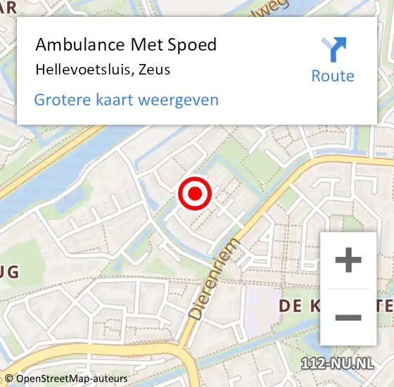 Locatie op kaart van de 112 melding: Ambulance Met Spoed Naar Hellevoetsluis, Zeus op 26 juni 2014 01:19