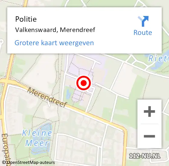 Locatie op kaart van de 112 melding: Politie Valkenswaard, Merendreef op 14 oktober 2021 08:51