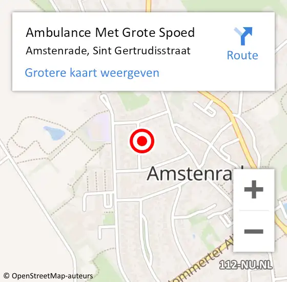 Locatie op kaart van de 112 melding: Ambulance Met Grote Spoed Naar Amstenrade, Sint Gertrudisstraat op 26 juni 2014 01:27