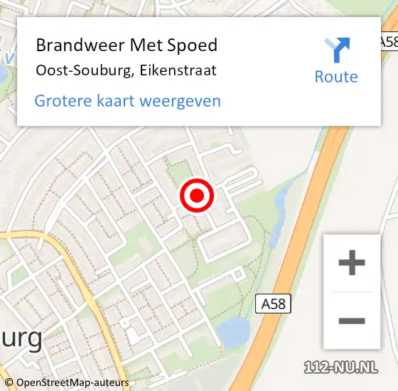 Locatie op kaart van de 112 melding: Brandweer Met Spoed Naar Oost-Souburg, Eikenstraat op 14 oktober 2021 09:00