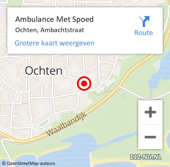 Locatie op kaart van de 112 melding: Ambulance Met Spoed Naar Ochten, Ambachtstraat op 14 oktober 2021 09:10