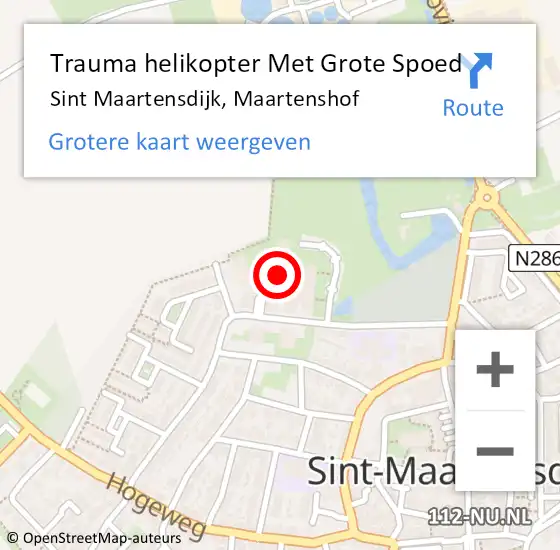 Locatie op kaart van de 112 melding: Trauma helikopter Met Grote Spoed Naar Sint Maartensdijk, Maartenshof op 14 oktober 2021 09:20