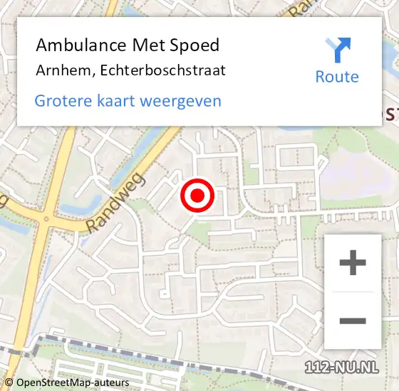 Locatie op kaart van de 112 melding: Ambulance Met Spoed Naar Arnhem, Echterboschstraat op 14 oktober 2021 09:54