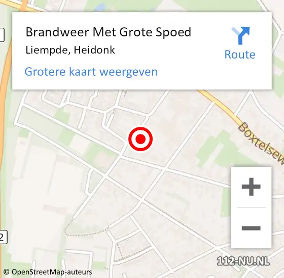 Locatie op kaart van de 112 melding: Brandweer Met Grote Spoed Naar Liempde, Heidonk op 14 oktober 2021 09:54