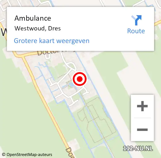 Locatie op kaart van de 112 melding: Ambulance Westwoud, Dres op 6 oktober 2013 10:43