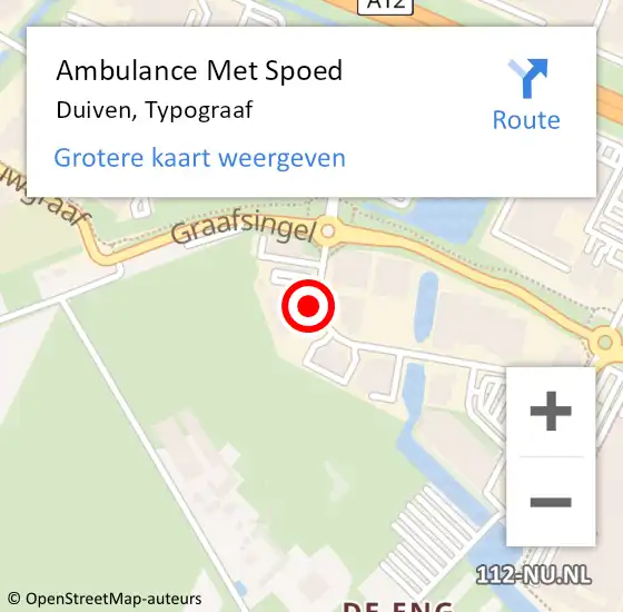 Locatie op kaart van de 112 melding: Ambulance Met Spoed Naar Duiven, Typograaf op 14 oktober 2021 10:37