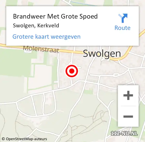 Locatie op kaart van de 112 melding: Brandweer Met Grote Spoed Naar Swolgen, Kerkveld op 14 oktober 2021 10:43