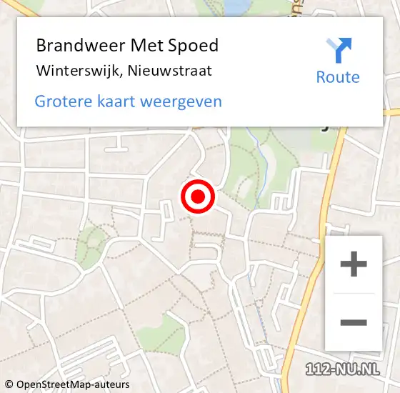 Locatie op kaart van de 112 melding: Brandweer Met Spoed Naar Winterswijk, Nieuwstraat op 14 oktober 2021 10:53