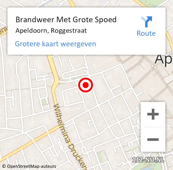 Locatie op kaart van de 112 melding: Brandweer Met Grote Spoed Naar Apeldoorn, Roggestraat op 14 oktober 2021 10:59