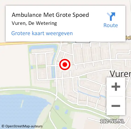 Locatie op kaart van de 112 melding: Ambulance Met Grote Spoed Naar Vuren, De Wetering op 14 oktober 2021 11:00