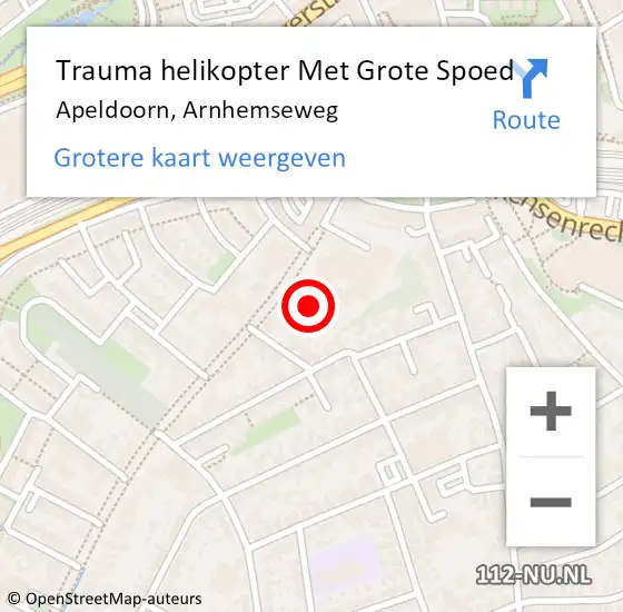 Locatie op kaart van de 112 melding: Trauma helikopter Met Grote Spoed Naar Apeldoorn, Arnhemseweg op 14 oktober 2021 11:21