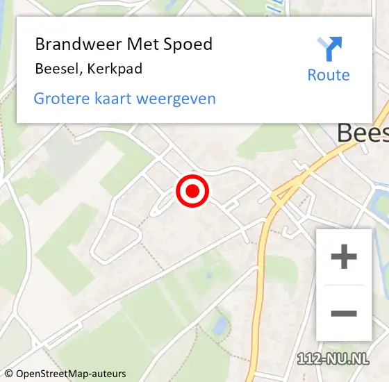 Locatie op kaart van de 112 melding: Brandweer Met Spoed Naar Beesel, Kerkpad op 14 oktober 2021 11:21