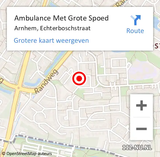 Locatie op kaart van de 112 melding: Ambulance Met Grote Spoed Naar Arnhem, Echterboschstraat op 14 oktober 2021 11:40