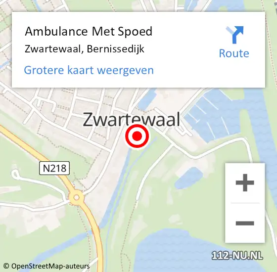 Locatie op kaart van de 112 melding: Ambulance Met Spoed Naar Zwartewaal, Bernissedijk op 14 oktober 2021 11:42