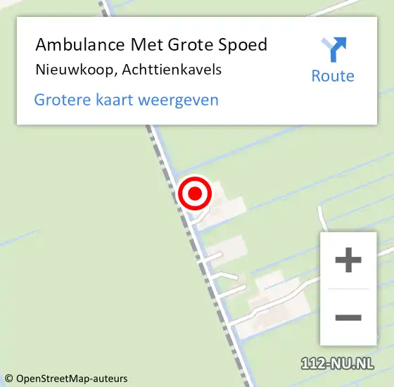 Locatie op kaart van de 112 melding: Ambulance Met Grote Spoed Naar Nieuwkoop, Achttienkavels op 14 oktober 2021 11:45