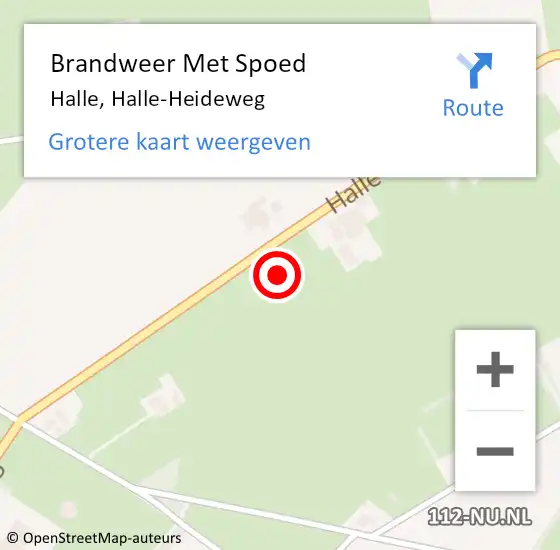 Locatie op kaart van de 112 melding: Brandweer Met Spoed Naar Halle, Halle-Heideweg op 14 oktober 2021 11:46