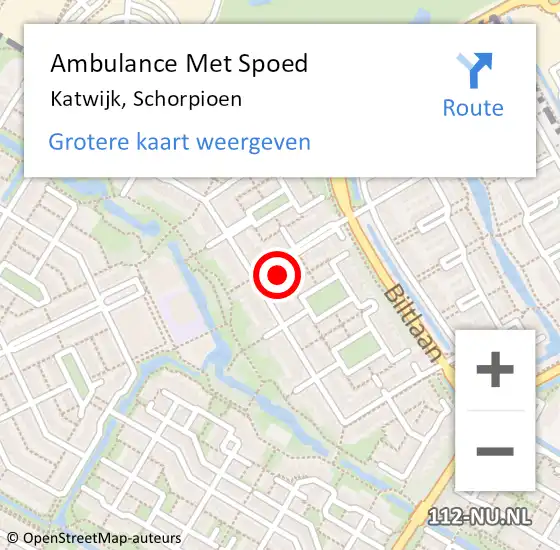 Locatie op kaart van de 112 melding: Ambulance Met Spoed Naar Katwijk, Schorpioen op 14 oktober 2021 11:51