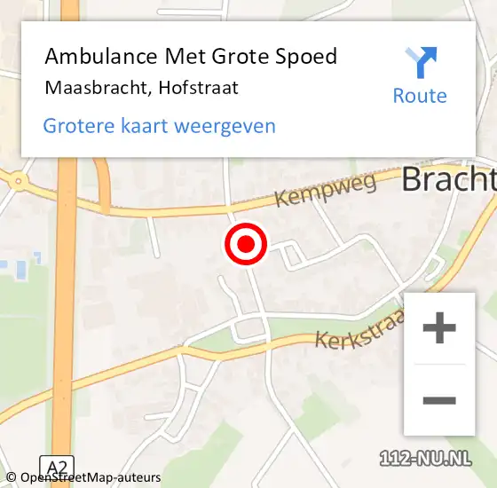 Locatie op kaart van de 112 melding: Ambulance Met Grote Spoed Naar Maasbracht, Hofstraat op 14 oktober 2021 12:04
