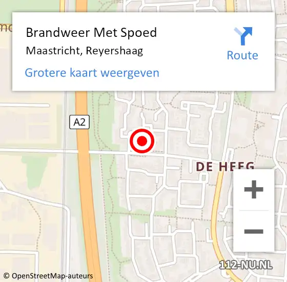 Locatie op kaart van de 112 melding: Brandweer Met Spoed Naar Maastricht, Reyershaag op 14 oktober 2021 12:29