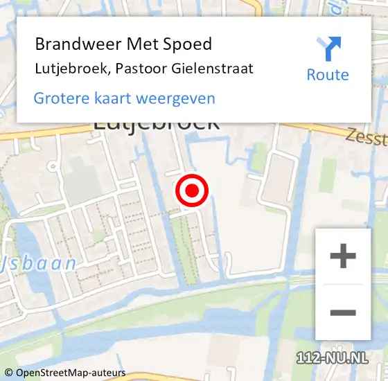 Locatie op kaart van de 112 melding: Brandweer Met Spoed Naar Lutjebroek, Pastoor Gielenstraat op 14 oktober 2021 12:41