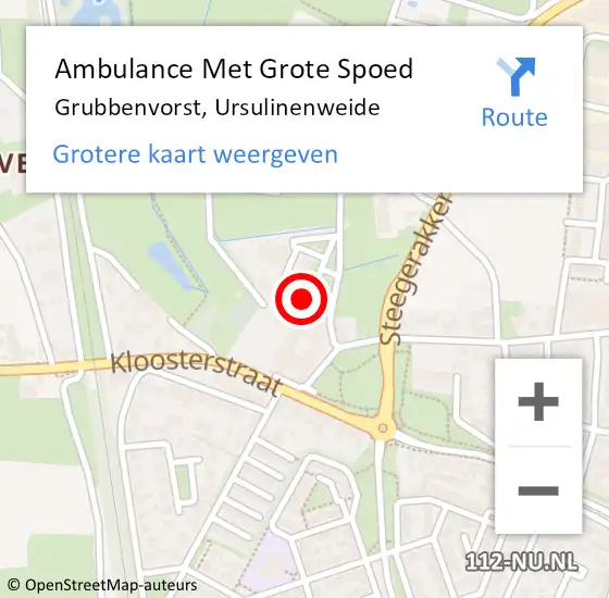 Locatie op kaart van de 112 melding: Ambulance Met Grote Spoed Naar Grubbenvorst, Ursulinenweide op 26 juni 2014 02:55