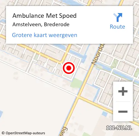 Locatie op kaart van de 112 melding: Ambulance Met Spoed Naar Amstelveen, Brederode op 14 oktober 2021 13:02