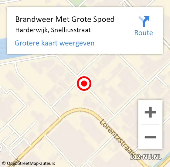 Locatie op kaart van de 112 melding: Brandweer Met Grote Spoed Naar Harderwijk, Snelliusstraat op 14 oktober 2021 13:07