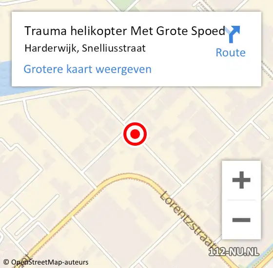 Locatie op kaart van de 112 melding: Trauma helikopter Met Grote Spoed Naar Harderwijk, Snelliusstraat op 14 oktober 2021 13:10