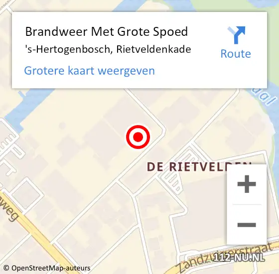 Locatie op kaart van de 112 melding: Brandweer Met Grote Spoed Naar 's-Hertogenbosch, Rietveldenkade op 14 oktober 2021 13:17