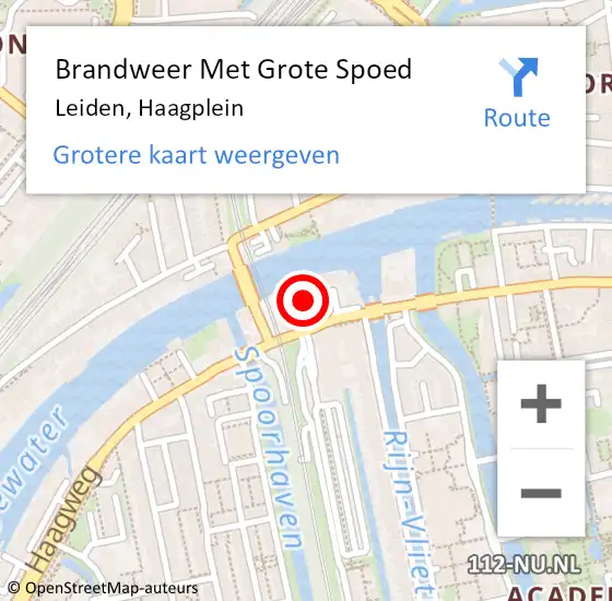 Locatie op kaart van de 112 melding: Brandweer Met Grote Spoed Naar Leiden, Haagplein op 14 oktober 2021 13:21