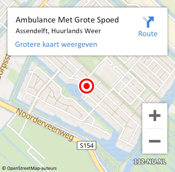 Locatie op kaart van de 112 melding: Ambulance Met Grote Spoed Naar Assendelft, Huurlands Weer op 14 oktober 2021 13:44