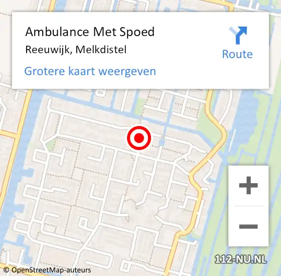 Locatie op kaart van de 112 melding: Ambulance Met Spoed Naar Reeuwijk, Melkdistel op 14 oktober 2021 13:54