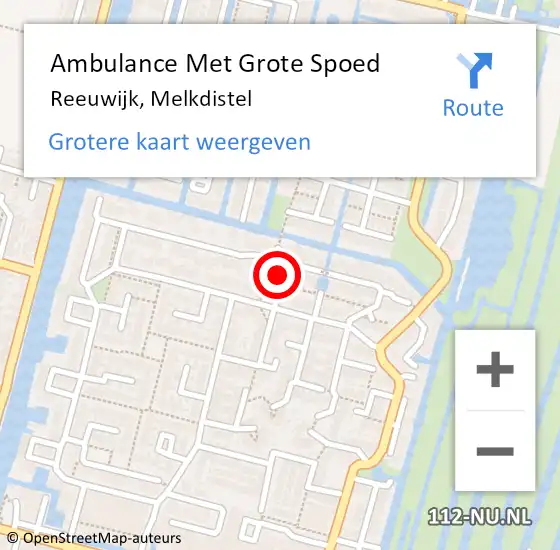 Locatie op kaart van de 112 melding: Ambulance Met Grote Spoed Naar Reeuwijk, Melkdistel op 14 oktober 2021 13:55