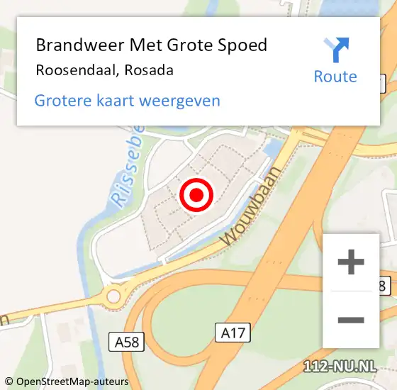 Locatie op kaart van de 112 melding: Brandweer Met Grote Spoed Naar Roosendaal, Rosada op 14 oktober 2021 13:58