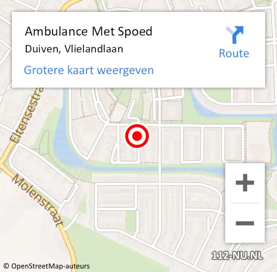 Locatie op kaart van de 112 melding: Ambulance Met Spoed Naar Duiven, Vlielandlaan op 14 oktober 2021 14:04