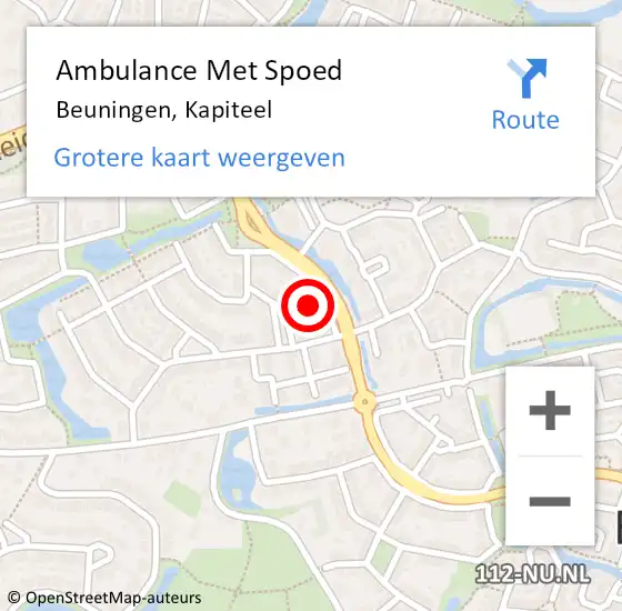 Locatie op kaart van de 112 melding: Ambulance Met Spoed Naar Beuningen, Kapiteel op 14 oktober 2021 14:16
