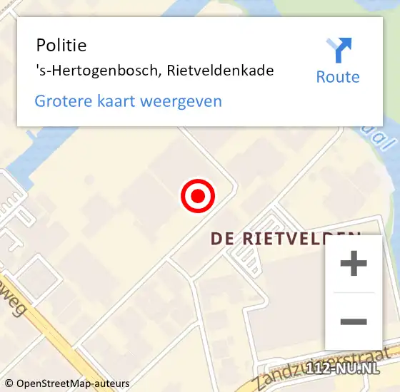 Locatie op kaart van de 112 melding: Politie 's-Hertogenbosch, Rietveldenkade op 14 oktober 2021 14:18