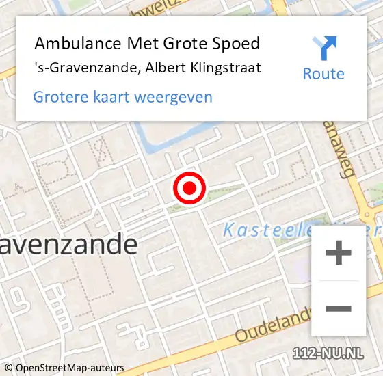 Locatie op kaart van de 112 melding: Ambulance Met Grote Spoed Naar 's-Gravenzande, Albert Klingstraat op 14 oktober 2021 14:22