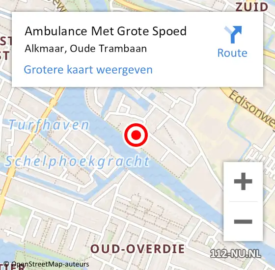 Locatie op kaart van de 112 melding: Ambulance Met Grote Spoed Naar Alkmaar, Oude Trambaan op 14 oktober 2021 14:22
